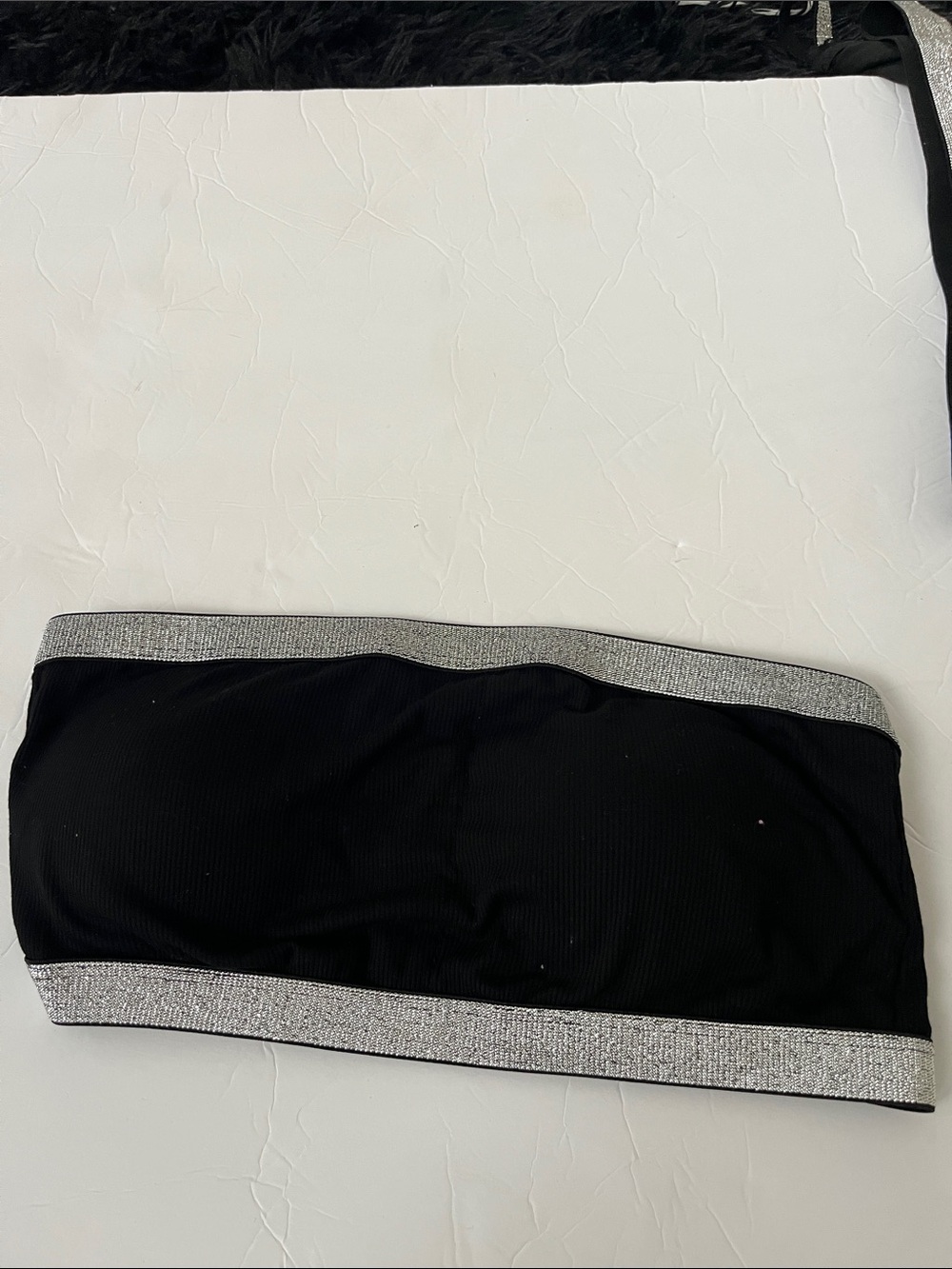 Black Bandeau with Silver Trim -